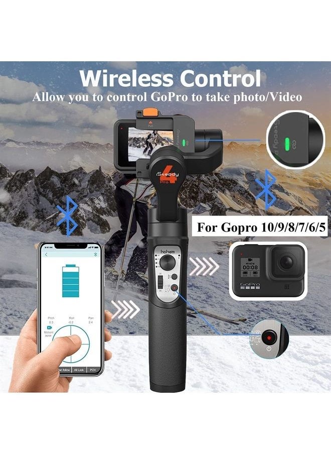 hohem - iSteady Pro 4 3-Axis Gimbal Stabilizer for Gopro 11/10/9 8/7/6/5, for Osmo Action and Other Action Cameras - Support Bluetooth & Cable Control,IPX4 Splash Proof with Tripod - Image 1