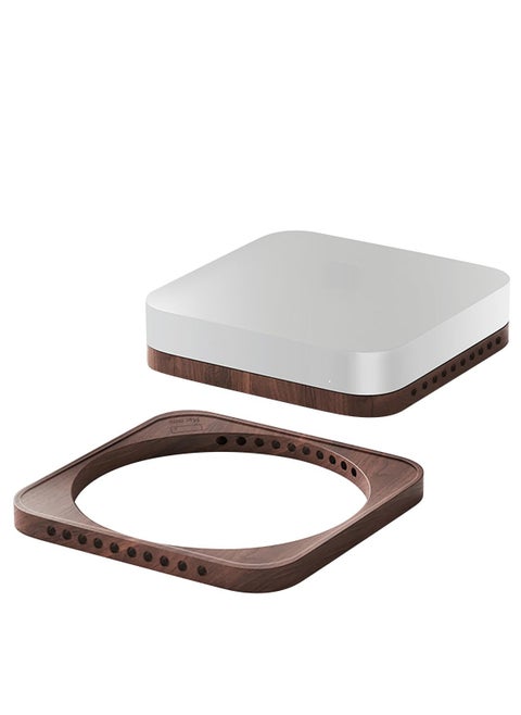 Black Walnut Desktop Stand for Mac Mini And Mac Studio, Heat Dissipation And Dust Proof Base, Dustproof Cooling Heat Disspation Mount, for Mac Mini M1 M2 Host Accessories