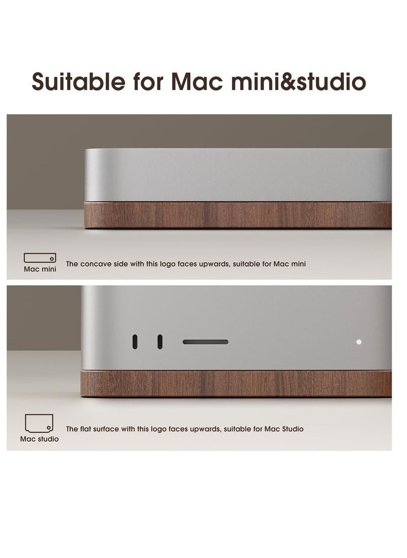 Excefore - Black Walnut Desktop Stand for Mac Mini And Mac Studio, Heat Dissipation And Dust Proof Base, Dustproof Cooling Heat Disspation Mount, for Mac Mini M1 M2 Host Accessories - Image 1