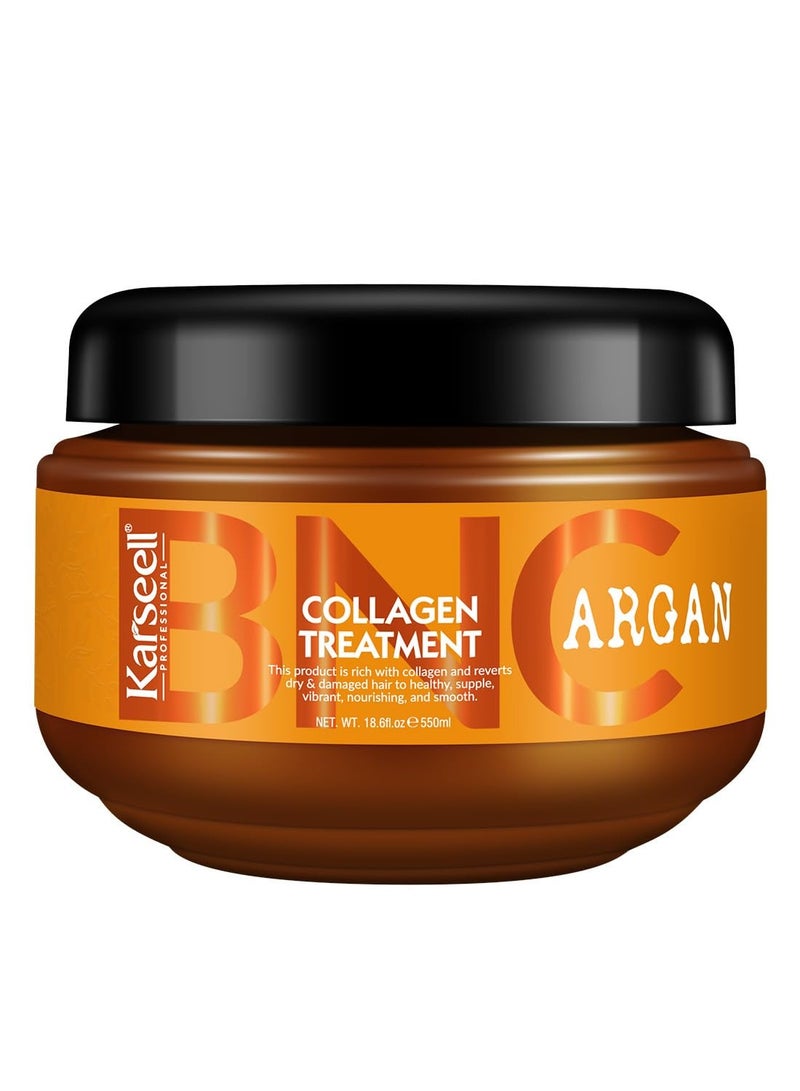 Karseell BNC Collagen Hair Treatment - Deep Repair - Argan Oil - Collagen Hair Mask - Essence for Dry and Damaged Hair - All Hair Types 550ml - Image 1