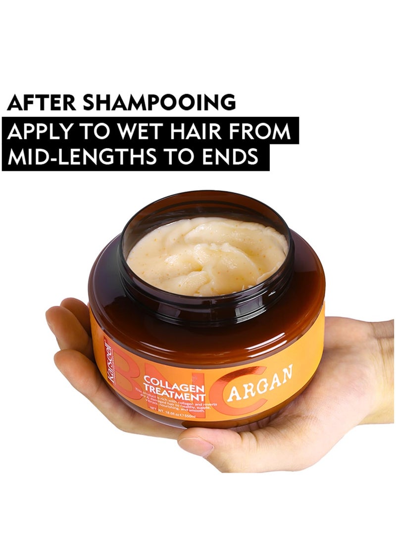 Karseell BNC Collagen Hair Treatment - Deep Repair - Argan Oil - Collagen Hair Mask - Essence for Dry and Damaged Hair - All Hair Types 550ml - Image 3