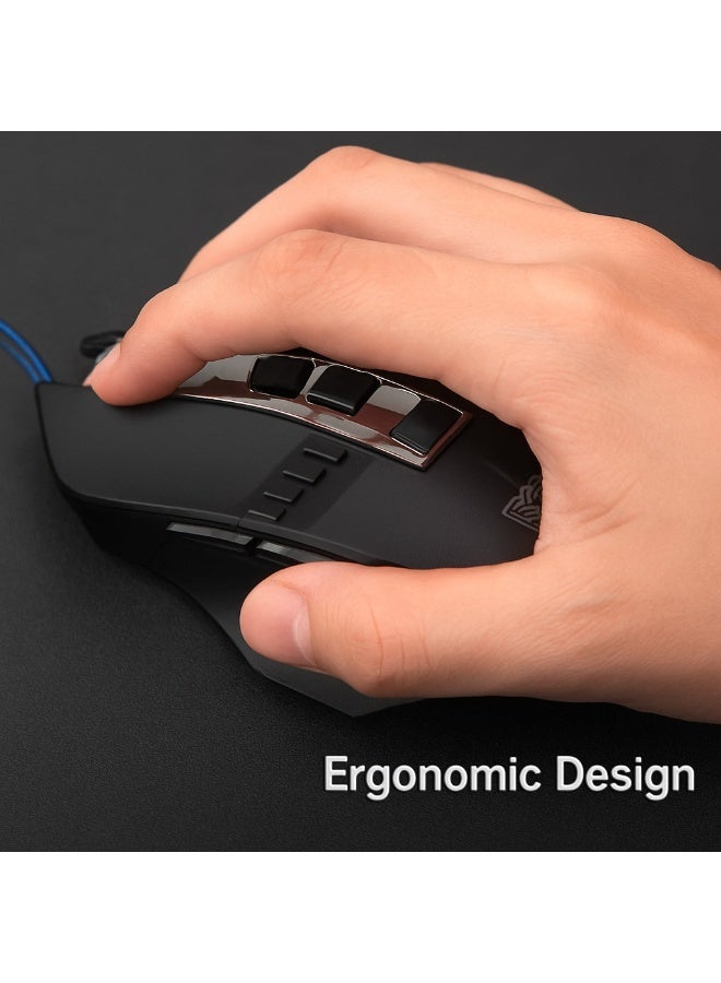 AULA AULA S22 Wired Gaming Mouse - 4-Color Backlit - Ultra-Fast Performance for a Professional Gaming Experience - USB Wired - Black - Image 3