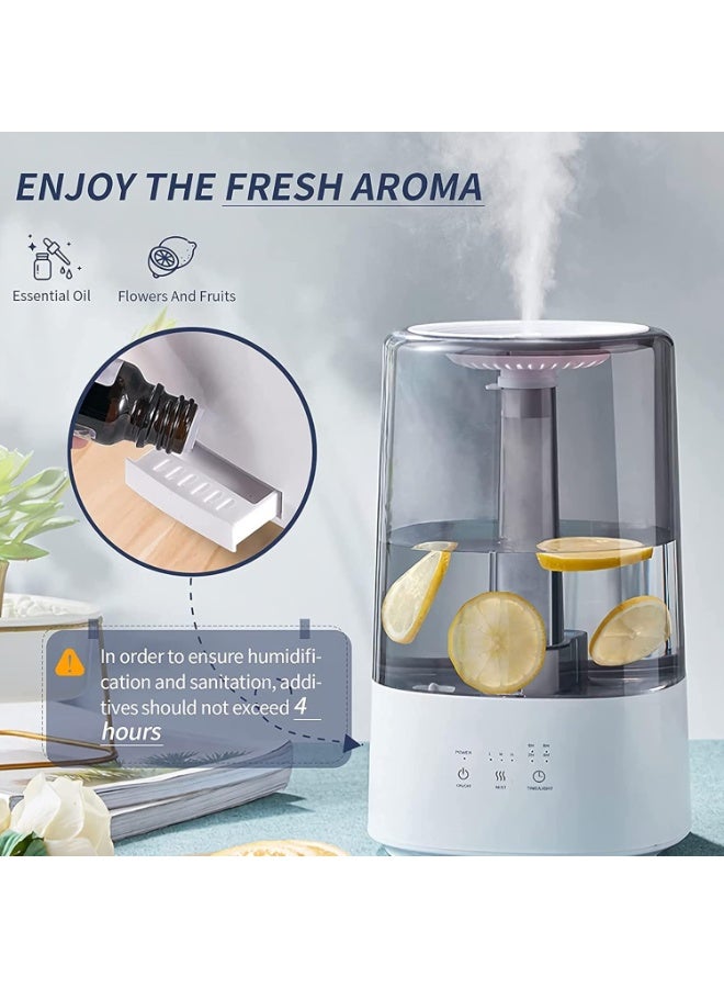 sulfar Air Humidifier, Top Filling 3.2L Cool Mist Ultrasonic Humidifier, 3 Mist Level, 8H Timer, Waterless Auto Shut-Off, Colorful Recycle Night Light, Humidifiers for Home & Office - Image 4