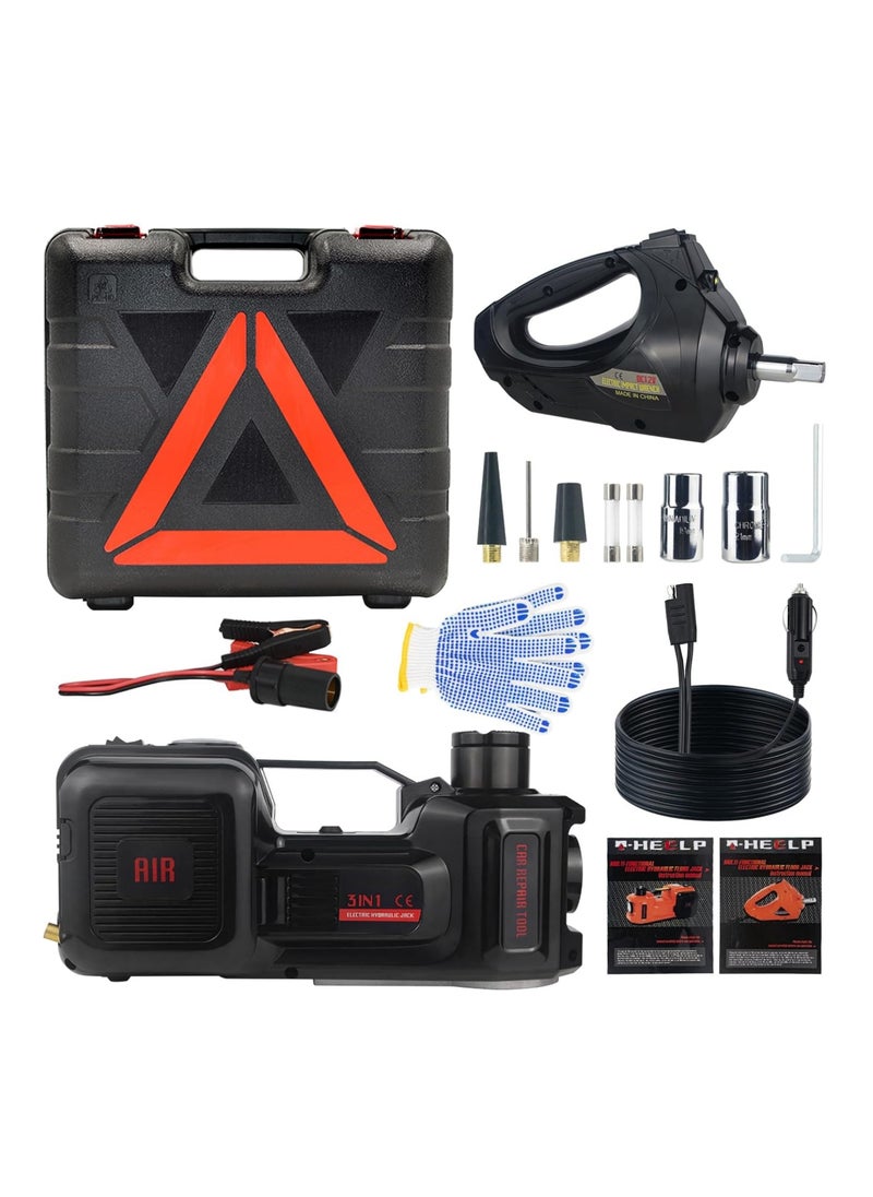 12V 5 ton car electro-hydraulic jack set with air pump multi-function 4 in 1 suitable for all car models