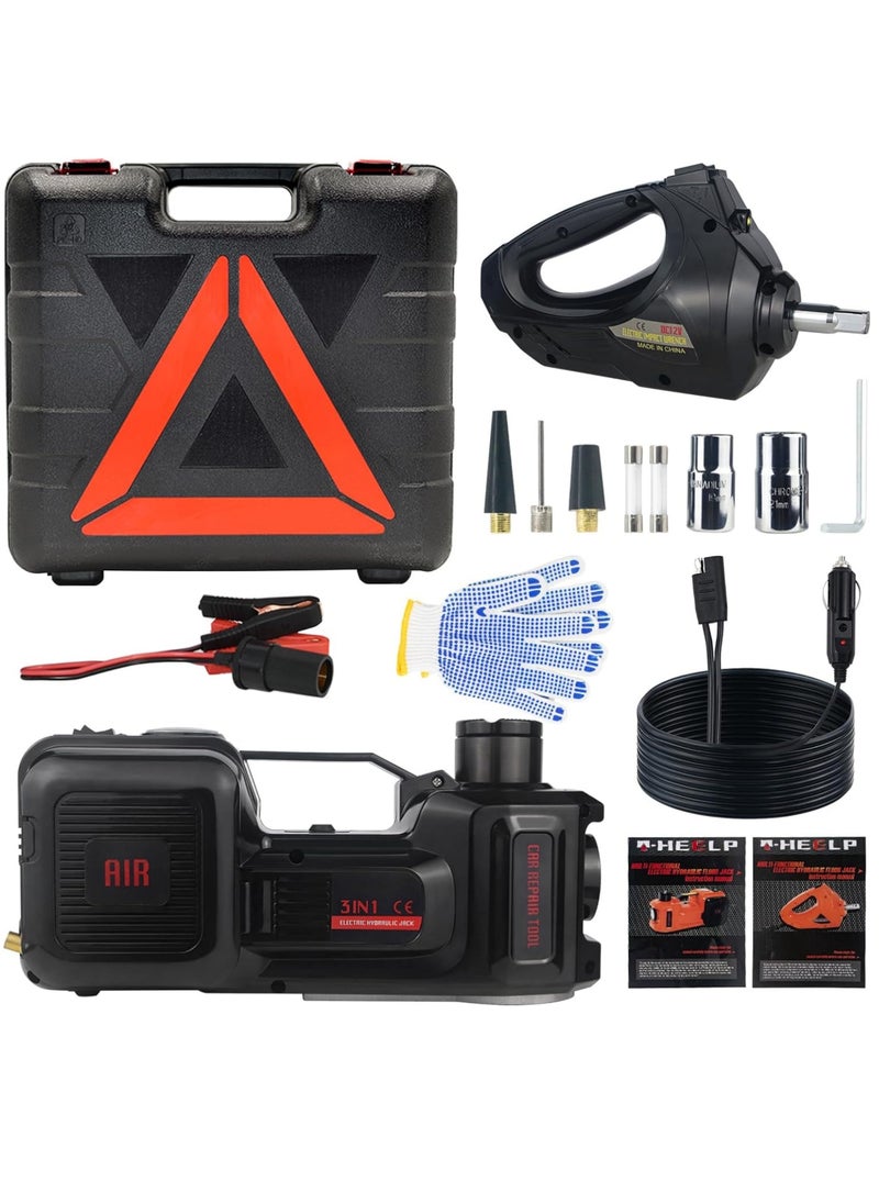12V 5 ton car electro-hydraulic jack set with air pump multi-function 4 in 1 suitable for all car models