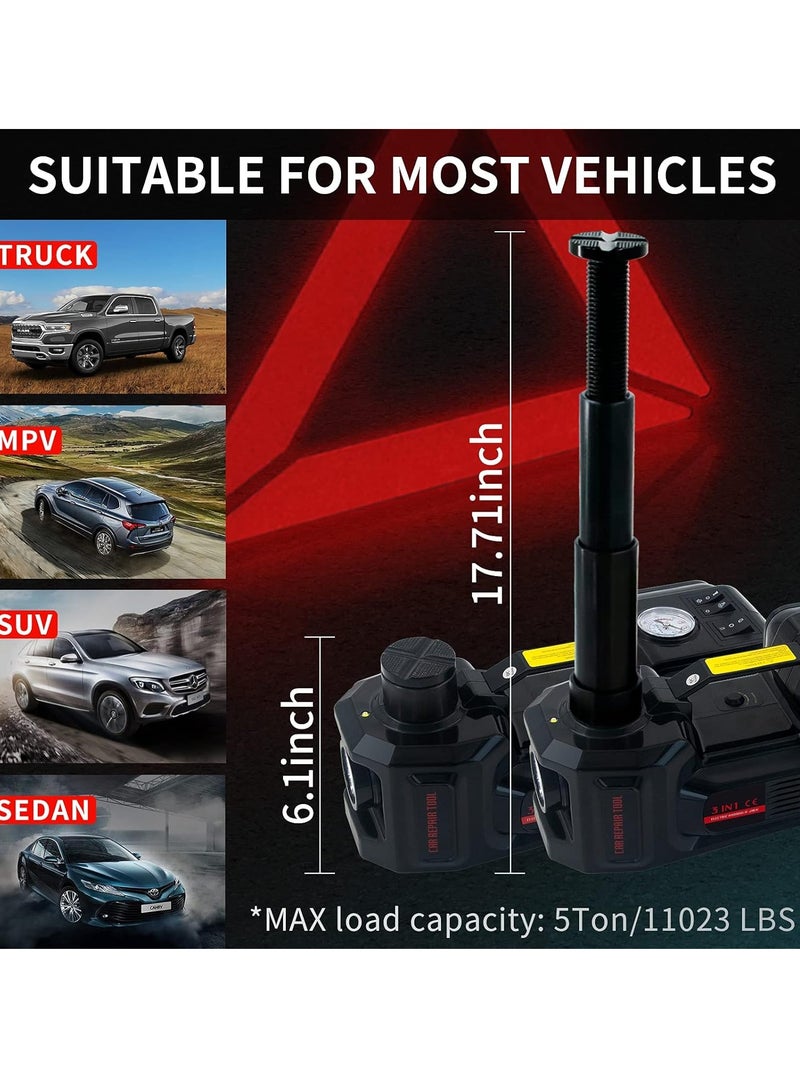 غاز طقم رافعة سيارة كهربائية 12 فولت 5 طن (4 في 1) مع مضخة هواء وإضاءة LED + مفتاح صدمات 12 فولت، حقيبة حمل محمولة - Image 5