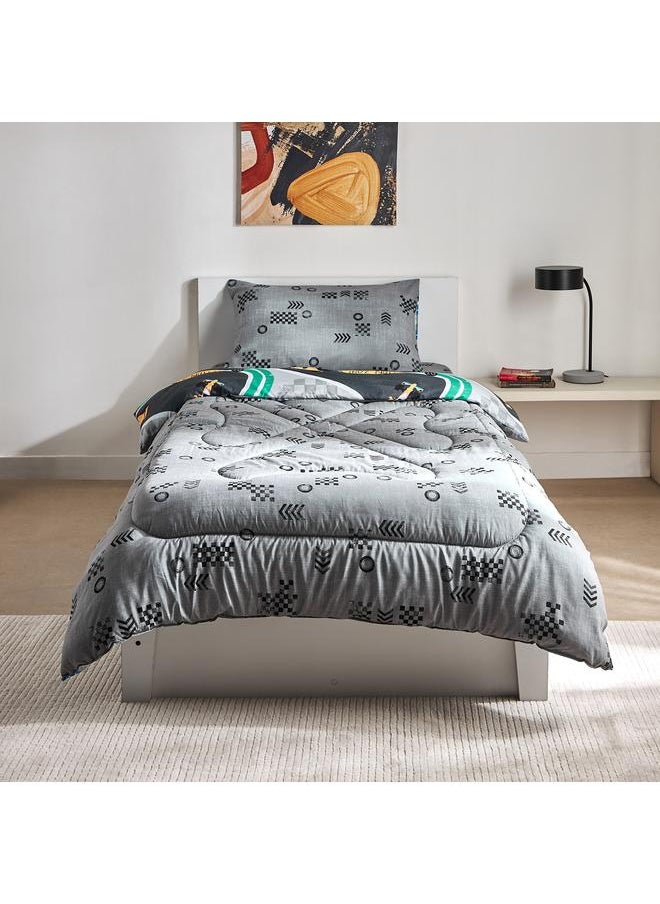 Home Box - Tom 2-Piece Gearhead Cars Single Microfibre Comforter Set - 135x220 cm - Image 1