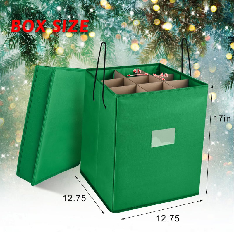 Tngan Christmas Nutcracker and Figurine Collectible Storage Box, Fits 9 Holiday Ornaments, Stores Up to 16" Tall Ornaments, Holiday Decor Organizer with Dividers, Nutcracker not Included(Green) - Image 3