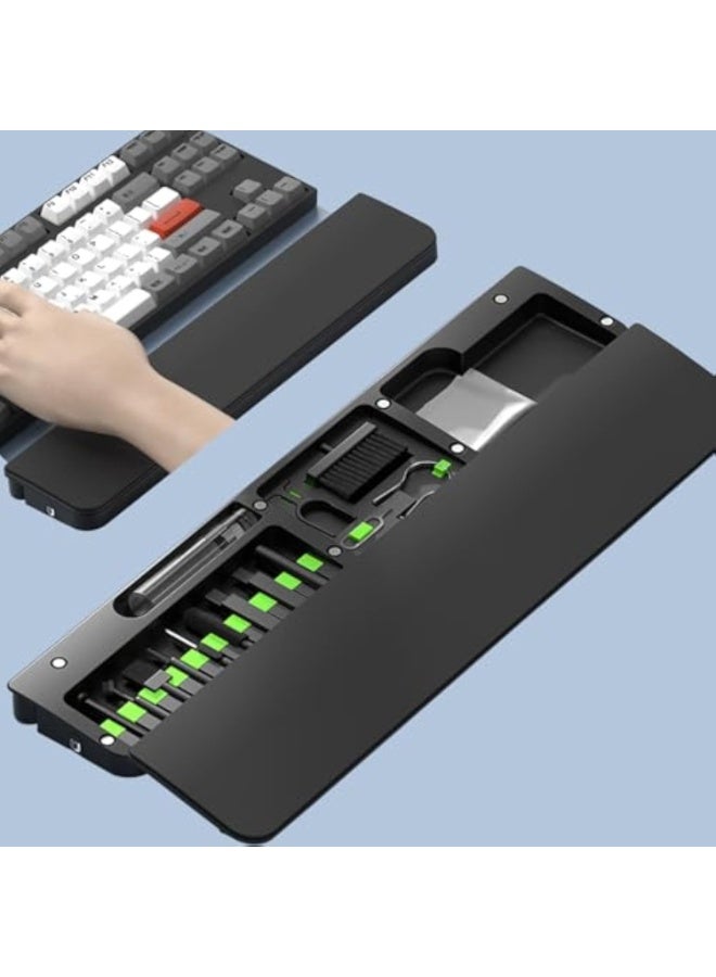 Ergonomic Keyboard Wrist Rest Cleaning Kit, 22 in 1 Cleaning Kits Wrist Rest for Keyboard, Non-Slip Springy Sponge Keyboard Rest Pad with Deep Cleaning Cleaning Tools for Earbuds, Lens, Charging Port - Image 1