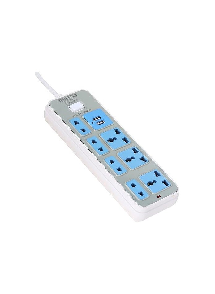general Power strip, 3 triple outlets + 2 double outlets + 2 USB outlets, 1.5 meters long, 220 volts - white - Image 2