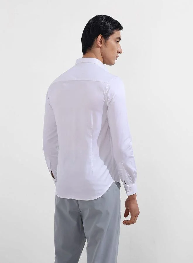 The Indian Garage Co Men Slim Fit Embroidered Cutaway Collar Full Sleeves Shirt