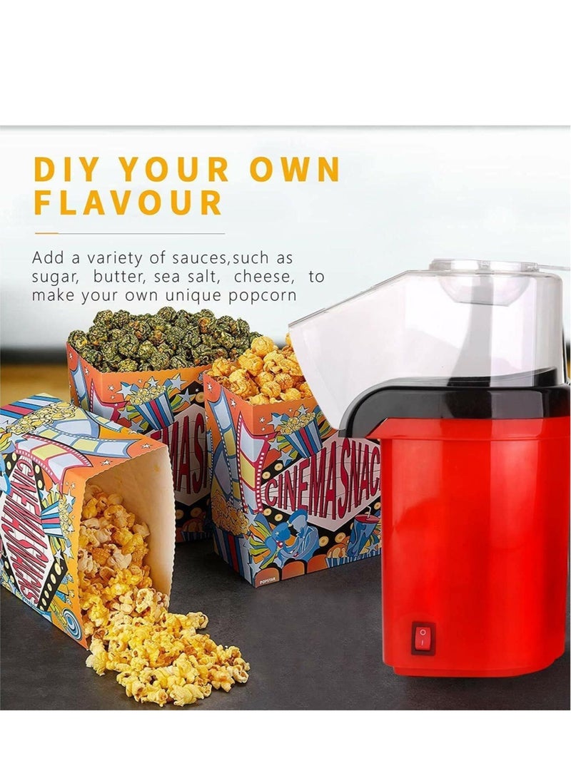 Hot Air Popcorn Popper Maker With Measuring Cup To Portion Popping Corn Kernels + Melt Butter 1400 W DAPP150V2RD04 Red - Image 3