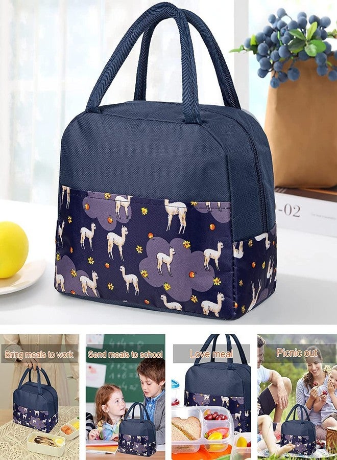 Luxula Thermal Insulated Travel Lunch Storage Bag Leak-Proof Hot Cold Lunch Bag Reusable Tote Bag with Inner for School Picnic Office Outdoor Gym (1-Pc) (Purple Alpca- Half Print) - Image 3
