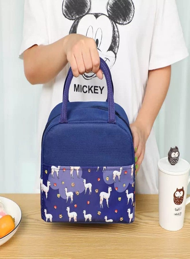 Luxula Thermal Insulated Travel Lunch Storage Bag Leak-Proof Hot Cold Lunch Bag Reusable Tote Bag with Inner for School Picnic Office Outdoor Gym (1-Pc) (Purple Alpca- Half Print) - Image 4