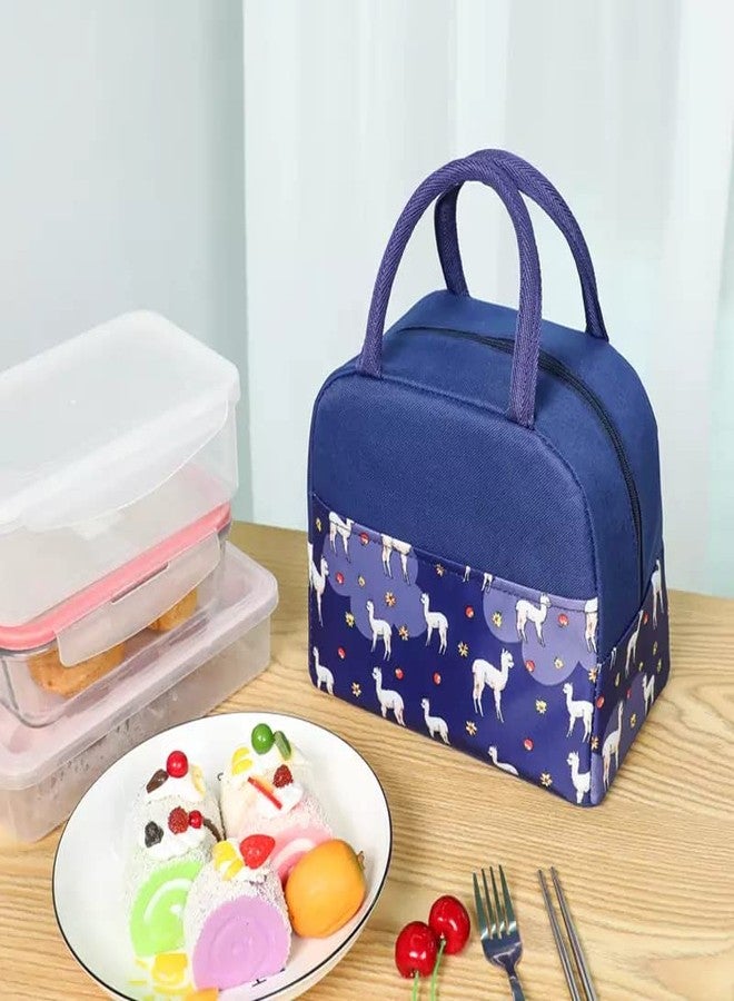 Luxula Thermal Insulated Travel Lunch Storage Bag Leak-Proof Hot Cold Lunch Bag Reusable Tote Bag with Inner for School Picnic Office Outdoor Gym (1-Pc) (Purple Alpca- Half Print) - Image 2