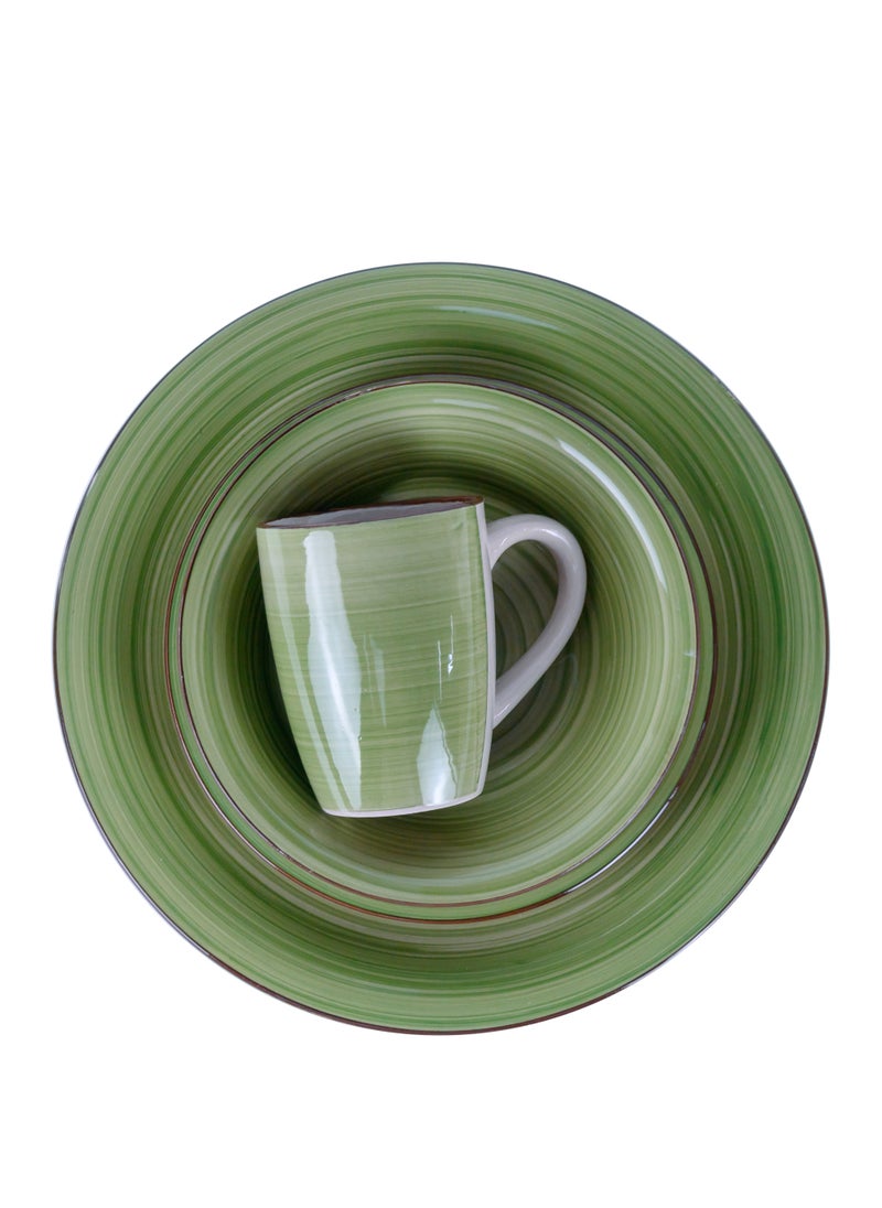Cuisine Art - Cuisine Art Cosmic Hand-Painted Stoneware 16pcs Dinner Set – Green | 4 Dinner Plates (10.5"), 4 Dessert Plates (7.5"), 4 Soup Bowls (7"), 4 Mugs (9oz) Elegant & Durable Tableware for Home & Kitchen - Image 1