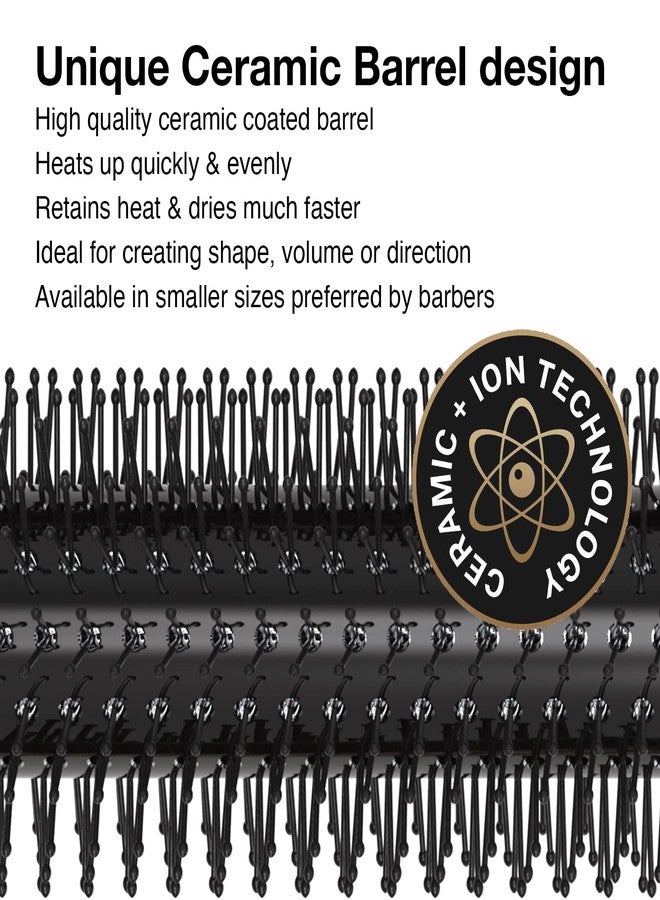 Olivia Garden OG Barber round brush with Ceramic Coated Barrel, quick drying and v-shaped bristles for easy styling on men hair, 1/2 inch - Image 2