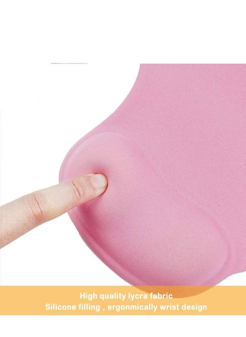 Generic - Office Mousepad With Gel Wrist Support - Ergonomic Gaming Desktop Mouse Pad Wrist Rest - Design Gamepad Mat Rubber Base For Laptop Computer (Pink) - Image 1