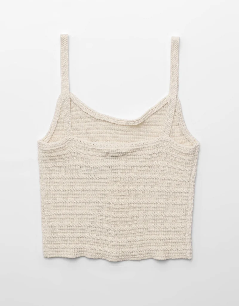 American Eagle  AE Cropped Crochet Knit Tank Top for Women | Best Price UAE