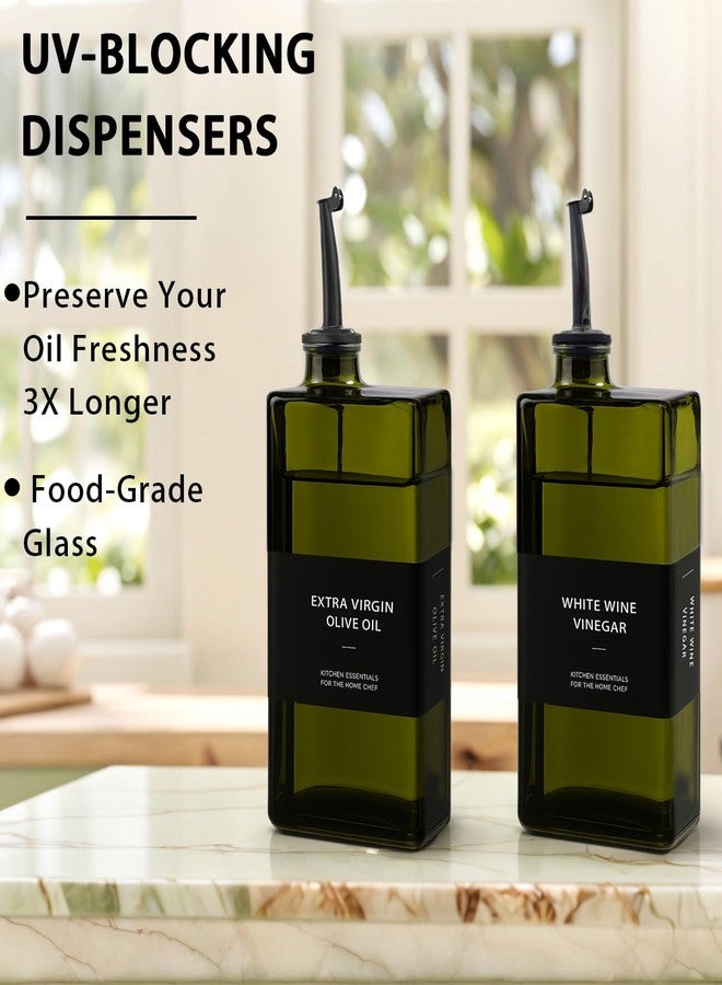 Gelury Olive Oil Dispenser Bottle for Kitchen 16.9oz, UV-Blocking Oil and Vinegar Dispenser Set, Soy Sauce Dispenser, Space Saving Design for Countertop (Green, 2pcs) - Image 2
