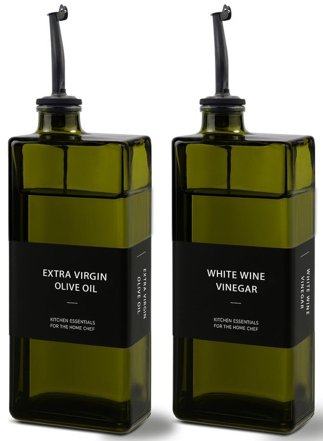 Gelury Olive Oil Dispenser Bottle for Kitchen 16.9oz, UV-Blocking Oil and Vinegar Dispenser Set, Soy Sauce Dispenser, Space Saving Design for Countertop (Green, 2pcs) - Image 1