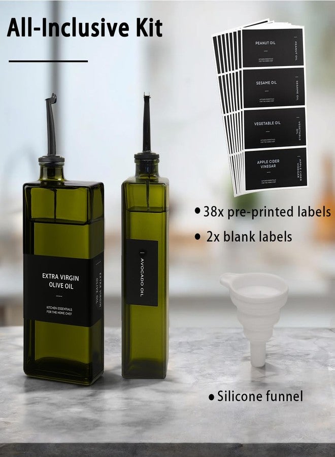 Gelury Olive Oil Dispenser Bottle for Kitchen 16.9oz, UV-Blocking Oil and Vinegar Dispenser Set, Soy Sauce Dispenser, Space Saving Design for Countertop (Green, 2pcs) - Image 5