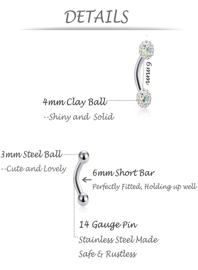 Tornito 12PCS 14G Short Bar Tiny Stainless Steel Belly Button Rings Navel Rings for Women Barbell Body Piercing Jewelry 6mm (A:12pcs) - Image 2