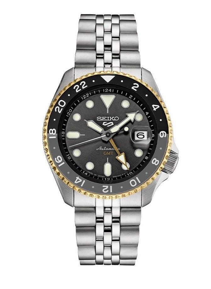 Seiko Seiko 5 Sports SSK021 Automatic GMT Watch for Men, Stainless Steel, Charcoal Dial, GMT Hand - Water-Resistant 100m  - Image 1