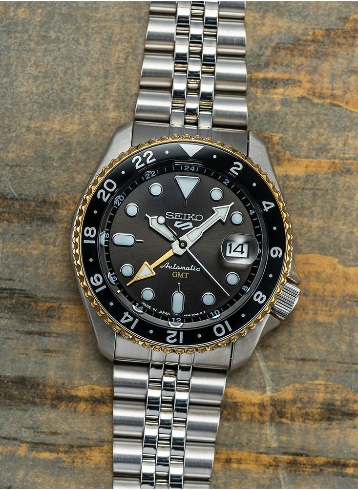 Seiko Seiko 5 Sports SSK021 Automatic GMT Watch for Men, Stainless Steel, Charcoal Dial, GMT Hand - Water-Resistant 100m  - Image 4