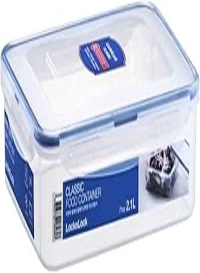 LocknLock Rectangular Short Food Container Clear/Blue 2.1Liter HPL826M