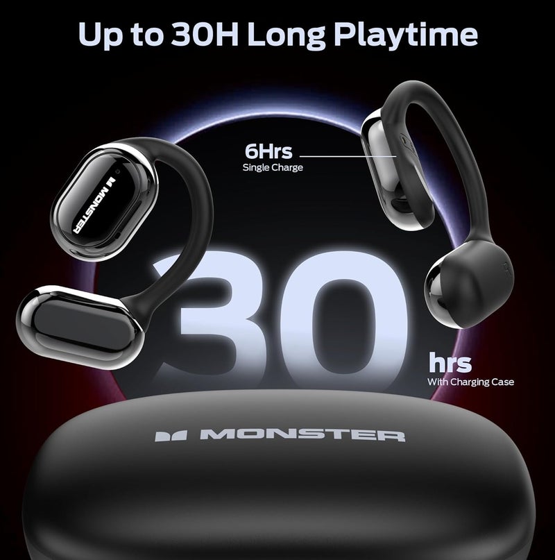 MONSTER Open Free AC100 Wireless Air Conduction Sports Headphones with Bluetooth Connectivity, HD Sound & Comfortable Open Ear Design - Image 4