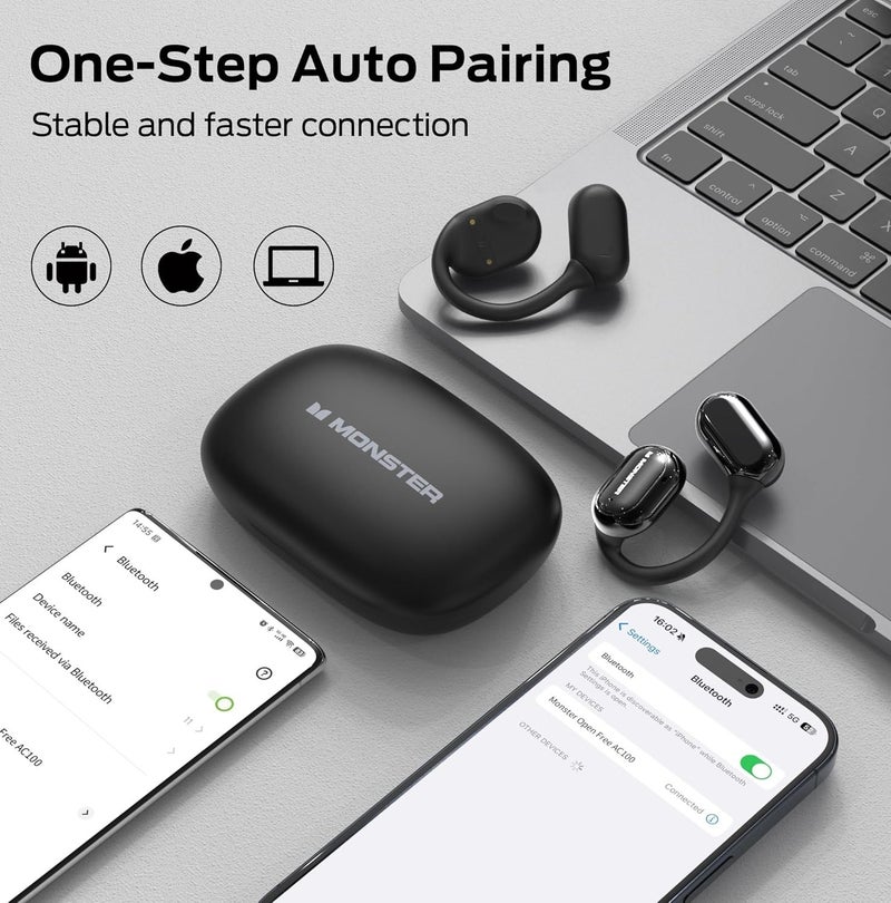 MONSTER Open Free AC100 Wireless Air Conduction Sports Headphones with Bluetooth Connectivity, HD Sound & Comfortable Open Ear Design - Image 3