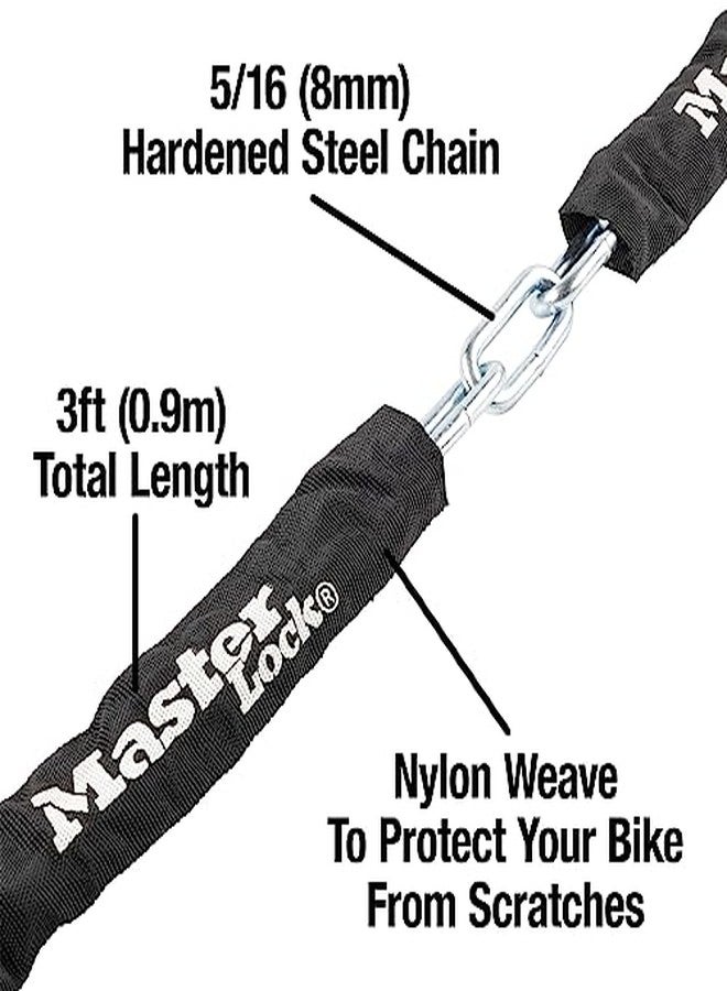 Master Lock 3ft Long x 5/16in (8mm) Diameter Hardened Steel Chain with Integrated Resettable Combination Lock - Image 3