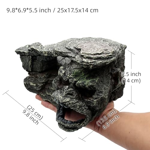 relaqcc Gecko Hide Shale Scape Step Ledge, Reptile Rock Basking Platform Cave Hideout Tank Accessories Decorations, Great for Reptiles, Amphibians, Leopard Gecko, Snake, Lizard, Frogs, Turtle - Image 2