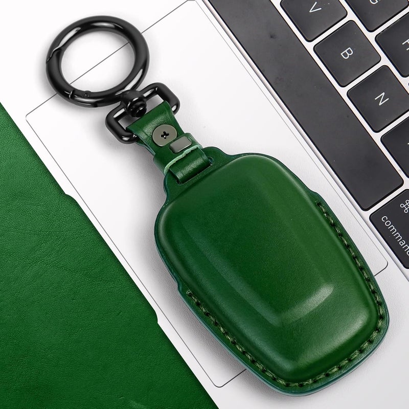 Tukellen for Toyota Key Fob Cover Genuine Leather With Keychain,Leather Key Case Protector Compatible with 2020-2022 Highlander Corolla Prius 2018-2024 RAV4 Camry Avalon C-HR GT86 -Green - Image 4