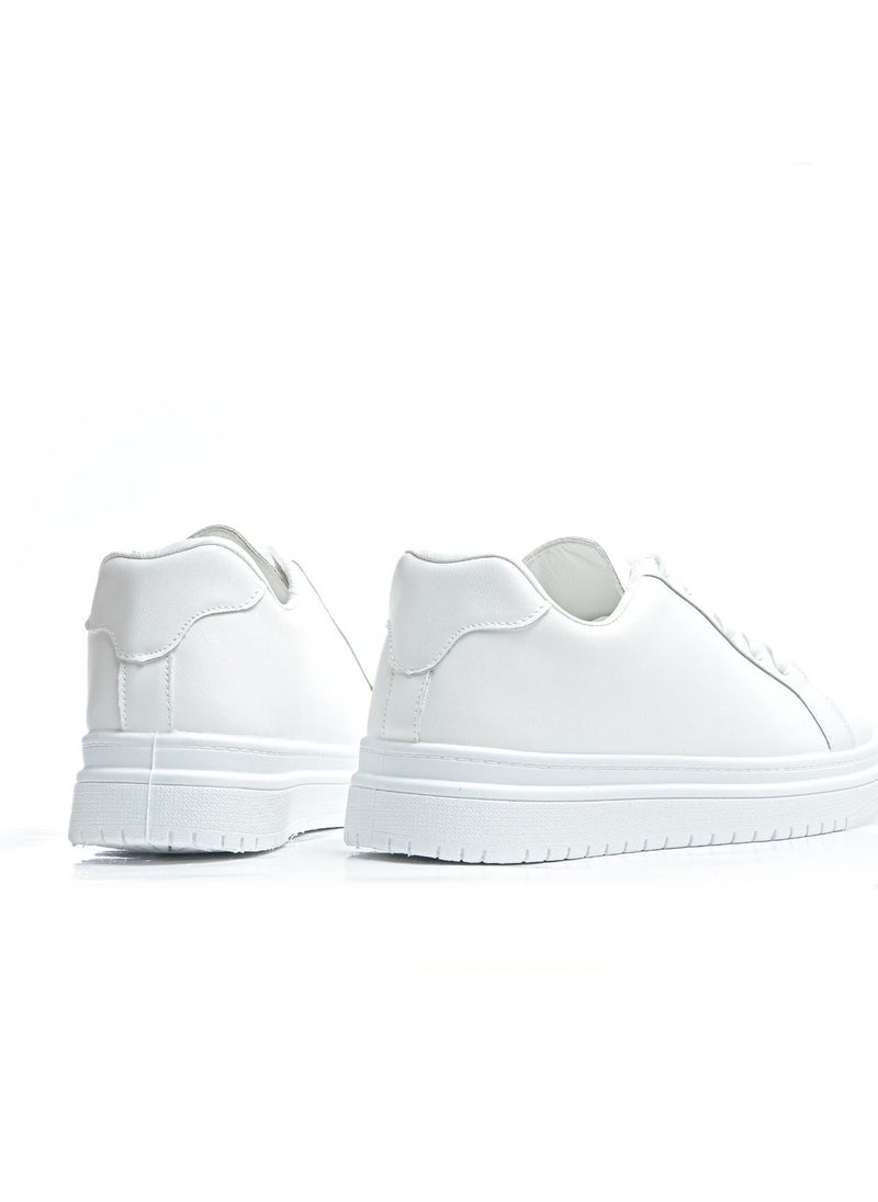 Desert - Men Minimalist Lace-up White Flat Sneakers - Image 1
