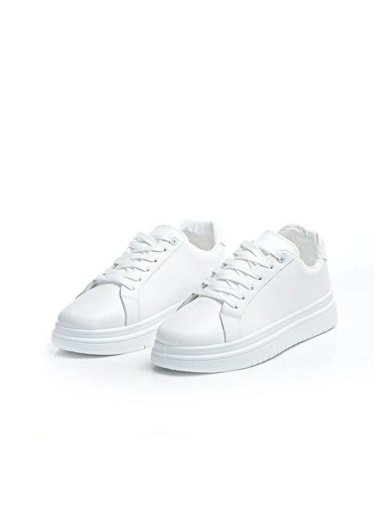Desert - Men Minimalist Lace-up White Flat Sneakers - Image 1