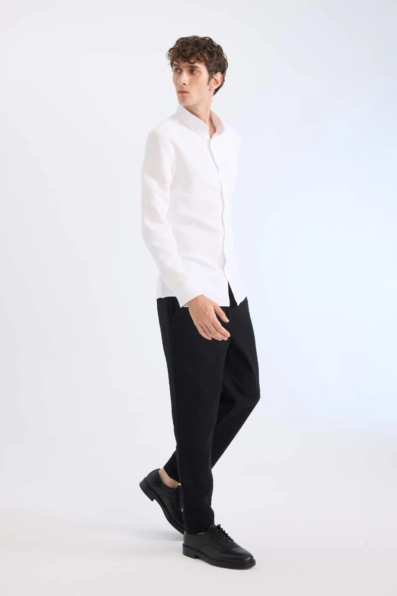 Defacto  Regular Fit Linen Look Cotton Jogger Summer Trousers for Men | Best Price UAE