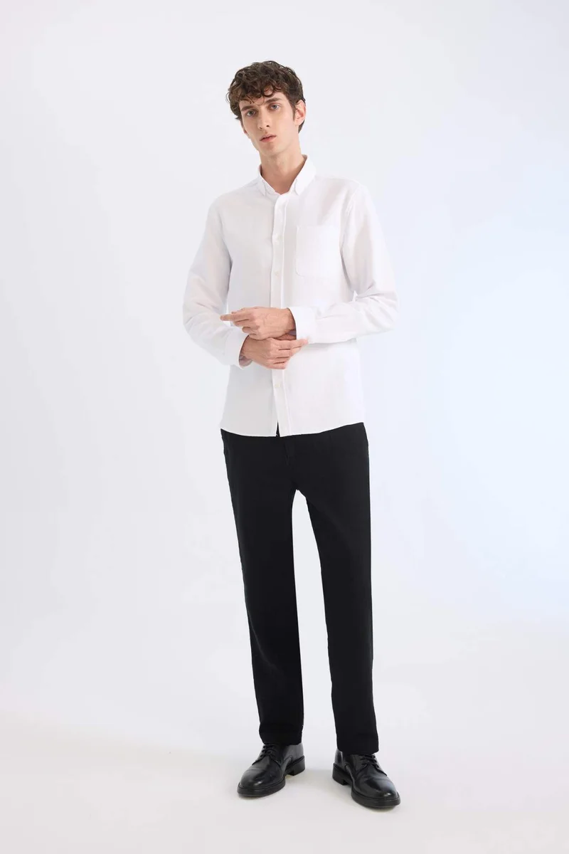 ديفاكتو Regular Fit Linen Look Cotton Jogger Summer Trousers