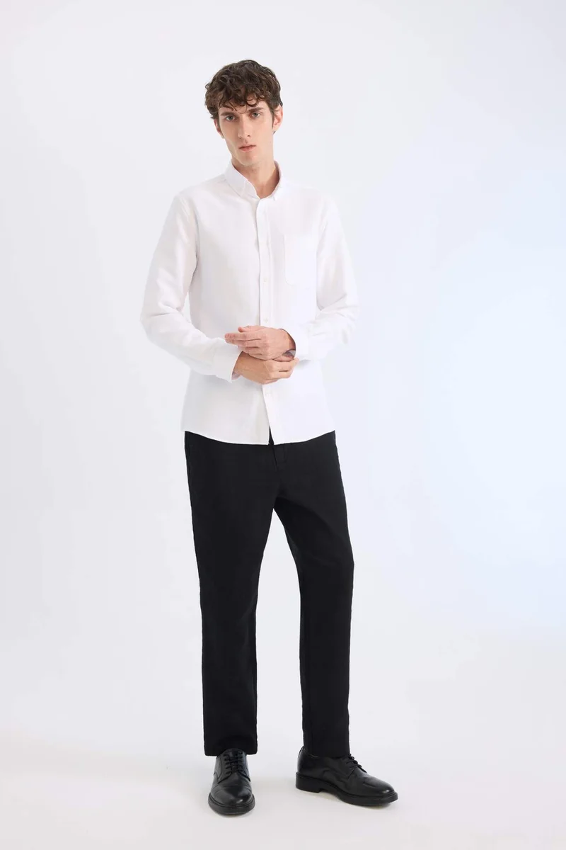 ديفاكتو Regular Fit Linen Look Cotton Jogger Summer Trousers