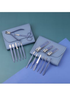 Excefore Nail Clippers Manicure Set,Professional Nail Clippers Kit,Professional Nail Clippers Kit,16 pcs Stainless Steel Nail Care Tools Grooming Kit with Luxurious Travel Leather Case, for Men Women (Blue)  - Image 3