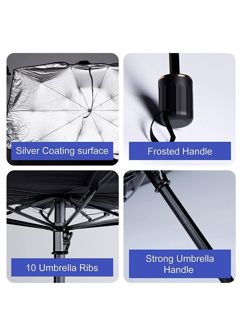 إلترازون Car Windshield Sun Shade Umbrella, Foldable Car Windshield Sunshade, Brella Shield for Car, Car Umbrella Sun Shade Protect Vehicle from UV Sun and Heat - Image 3