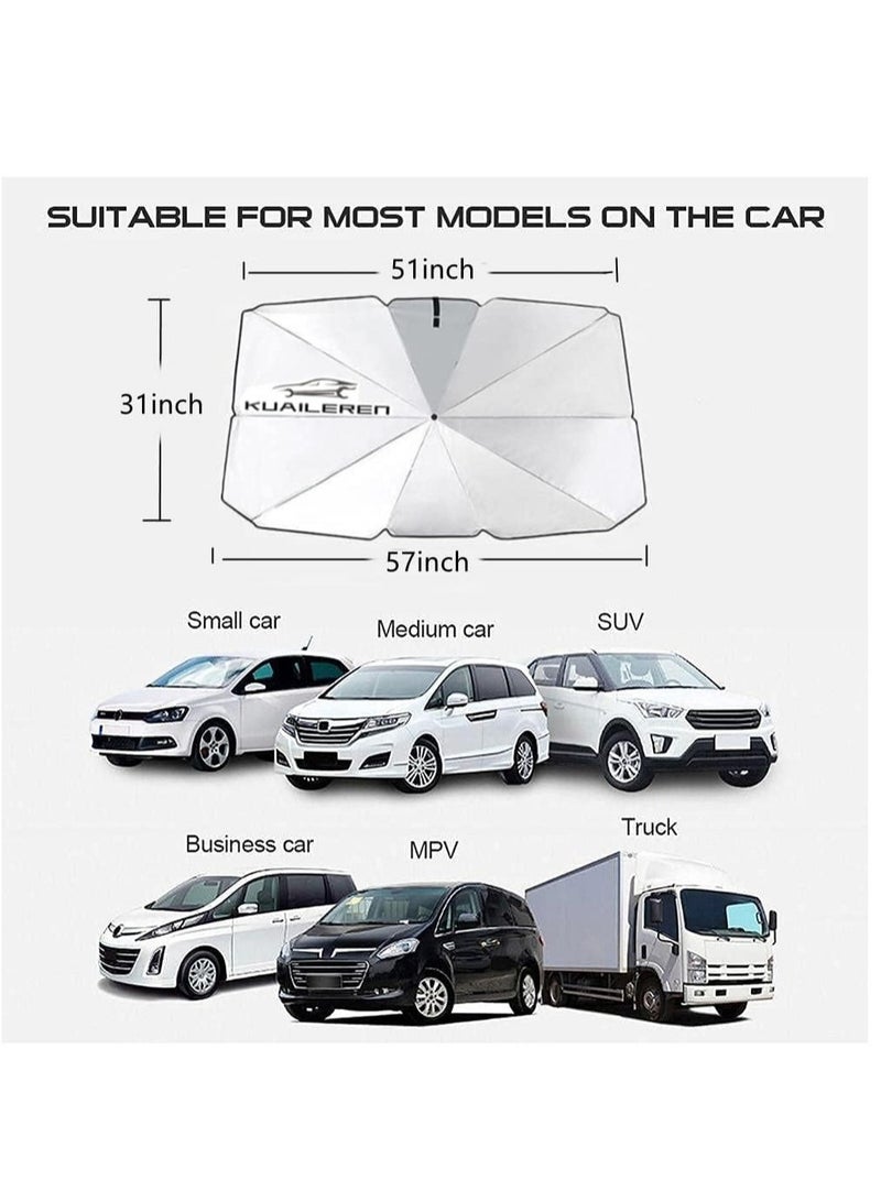 إلترازون Car Windshield Sun Shade Umbrella, Foldable Car Windshield Sunshade, Brella Shield for Car, Car Umbrella Sun Shade Protect Vehicle from UV Sun and Heat - Image 5