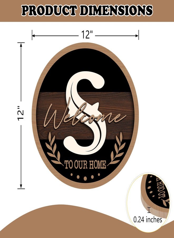Bolisom Monogram Letter S Front Door Sign, Welcome to Our Home Family Last Name Initial Wooden Hanger Decor Housewarming Wedding Gifts, Farmhouse Rustic Wreath Indoor Wall Hanging Decoration with Bow - Image 2