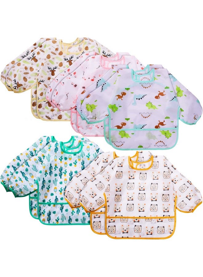 Tarpop 10 Pack Long Sleeve Bibs For Babies Waterproof Baby Bibs With Sleeves Long Sleeve Bibs Baby Shirt Bib Baby Eating Bib Smock With Pocket Soft Toddler Baby Bibs (624 Months) - Image 2