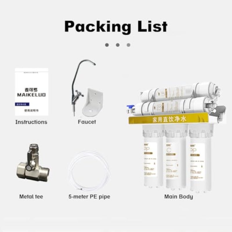 Countertop water purifier for household kitchen and office use, 5-layer filtration system with stainless steel housing, white color, removes all impurities including chlorine, heavy metals, and sediments - Image 3