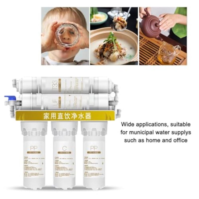 Countertop water purifier for household kitchen and office use, 5-layer filtration system with stainless steel housing, white color, removes all impurities including chlorine, heavy metals, and sediments - Image 5