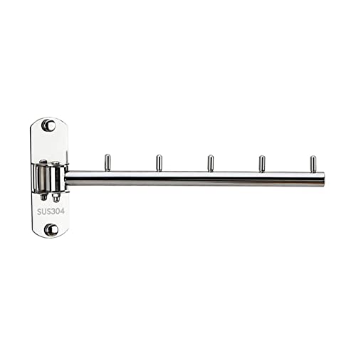 Zivisk Folding Wall Mounted Clothes Hanger Rack with Swing Arm Stainless Steel Heavy Duty Coat Hook for Bathroom, Bedroom, Laundry Room- Silver - Image 1