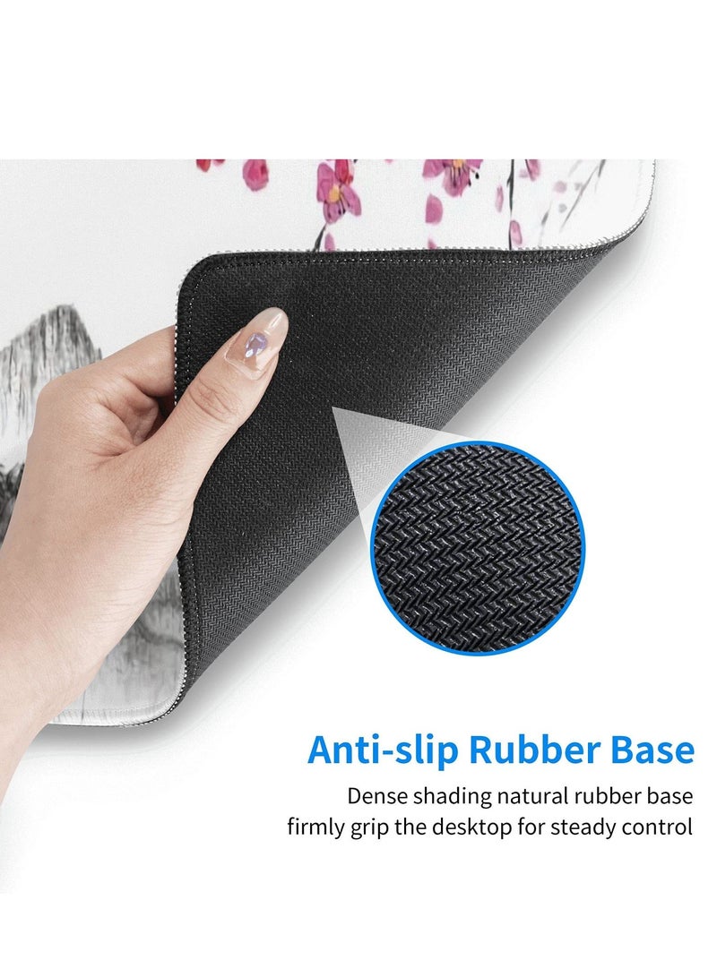 Excefore Gaming Mouse Pad Black and White Plum Bossom Cherry Blossom, Extended Large Mouse Mat Desk Pad, Stitched Edges Mousepad, Long Non-Slip Rubber Base Mice Pad (31.5x11.8x0.12 Inch, A1) - Image 4