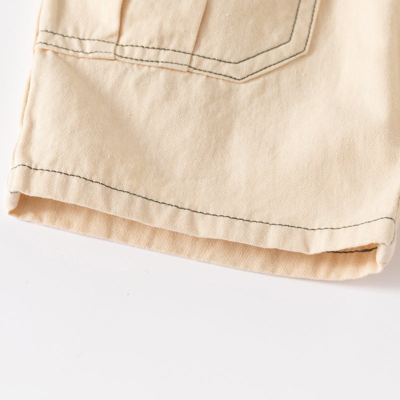 Children'S Summer Five-Quarter Pants Boys' Retro Button Casual Shorts Baby Loose Mid-Pants Trendy - Image 5